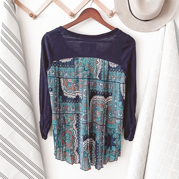 Anthropologie Paper Locket Paisley Accordion Tee - Picture 1 of 5